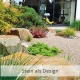 Stein und Bodendecker in Symbiose als Gestaltungselemente in einem modernen Garten.